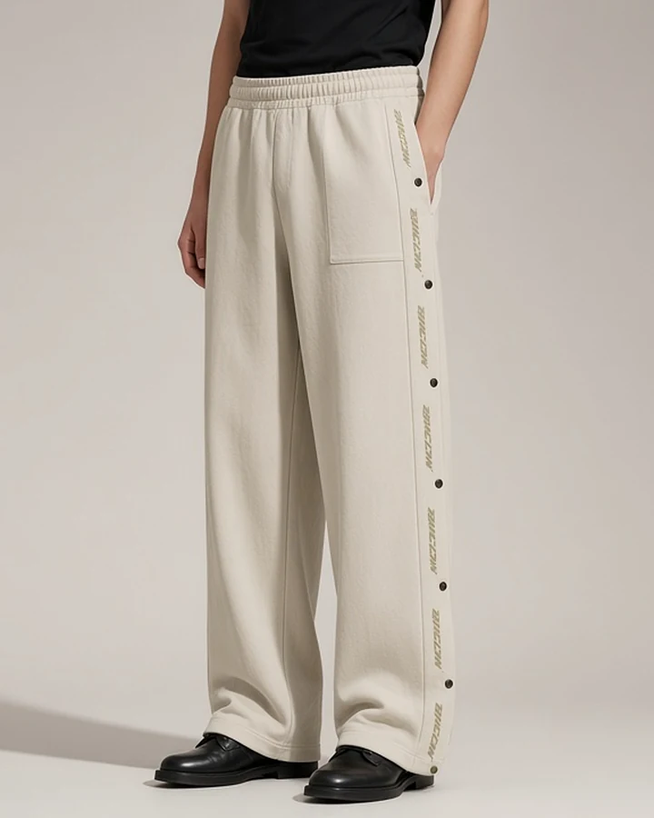 BJHG — Suede-Feel Snap Track Pant, in cream