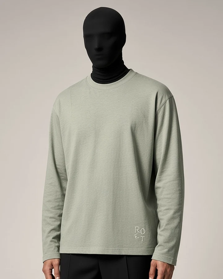 Randomevent — Folded-Shoulder Slub Long-Sleeve, in pale sage green
