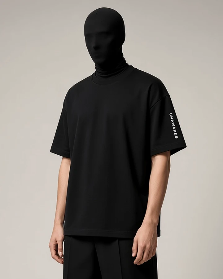Unawares — Long-Staple Cotton Boxy Tee, in white/black